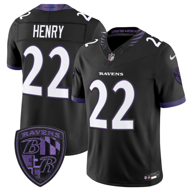Men's Baltimore Ravens #22 Derrick Henry Black 2026 F.U.S.E. Alternate Vapor Stitched Limited Football Jersey